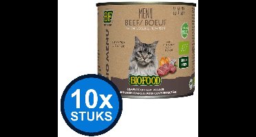 10x Biofood - Organic Rund Menu Blik - Kattenvoer Natvoer - 200g