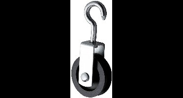 75 mm 12 mm diameter hang katrol met spitste haak - hangkatrol - trekkatrol - haakkatrol - ophangkatrol - katrollen