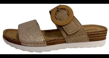 Fischer 556207 733 slippers Licht Bruin Print Leer Dames - Bruin - 40
