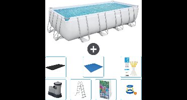 Bestway Rechthoekig Power Steel Zwembad - 549 x 274 x 122 - Grijs - Inclusief Pomp - Ladder - Afdekzeil - Grondzeil - Speelgoed - 8-delig