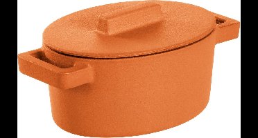Sambonet - Gietijzer Braadpan Oranje - Ovaal - 13 cm x 10 cm incl deksel