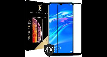 Screenprotector geschikt voor Huawei Y7 (2019) - Tempered Glass Gehard Glas - Full Screen Cover Volledig Beeld - 4 Stuks