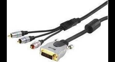 HQ Hoge Kwaliteit Dvi - 3xrca Component Aansluitkabel 1.50 M