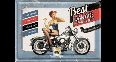 Best Garage for Motorcycles  Metalen Postcard 10 x 14 cm.