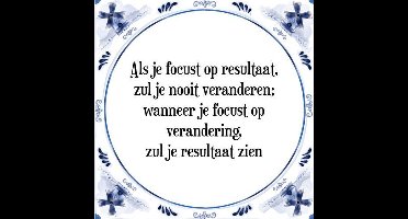 Tegeltje met Spreuk (Tegeltjeswijsheid): Als je focust op resultaat, zul je nooit veranderen; wanneer je focust op verandering, zul je resultaat zien + Kado verpakking & Plakhanger