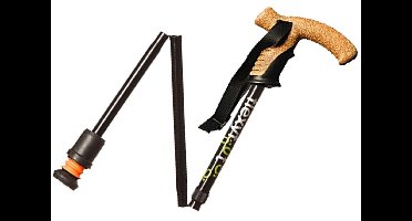 Flexyfoot wandelstok met kurken handvat - opvouwbaar zwart