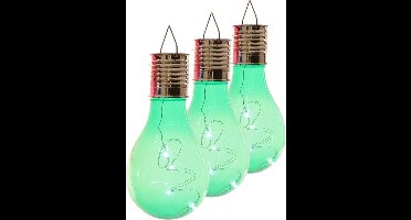 Lumineo solar tuin 10x stuks LED ophang verlichting/lampjes groen 14 x 8 cm - Tuinverlichting op zonne-energie