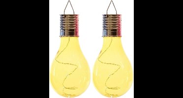 Lumineo solar tuin 8x stuks LED ophang verlichting/lampjes geel 14 x 8 cm - Tuinverlichting op zonne-energie
