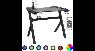 vidaXL - Gamingbureau - met - Y-vormige - poten - LED - 110x60x75 - cm - zwart