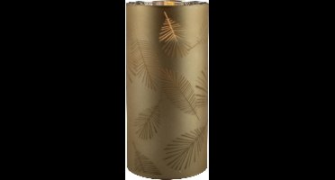 1x stuks luxe led kaarsen in goud bladeren glas D7 x H15 cm - Woondecoratie - Elektrische kaarsen