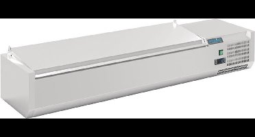 Opzetkoelvitrine - 6x GN1/4 - RVS Deksel - Polar G-Serie DA680 - Horeca & Professioneel