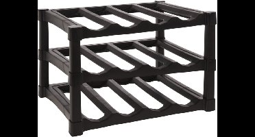 Excellent Houseware Wijnrek / flessenrek - Zwart - Kunststof - 39 x 30 x 25 cm - voor 12x flessen