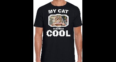Autorijdende kat katten t-shirt my cat is serious cool zwart - heren - katten / poezen liefhebber cadeau shirt XXL