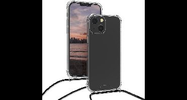 Hoesje Geschikt voor iPhone 14 Hoesje transparant silicone met Koord - Hoesje Geschikt voor iPhone 14 hoesje met koord - Koord Hoesje Geschikt voor iPhone 14 Telefoon Koord Zwart