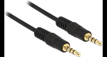 3,5mm Jack 4-polig audio/video kabel AWG24 / zwart - 2 meter