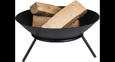 Perel Vuurschaal, met onderstel, 3 poten, rond, 26 x Ø 56 cm, gietzijzer, zwart