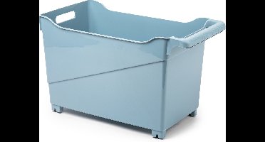 Plasticforte Opbergbox - blauw - 45 x 24 cm - kunststof - op wieltjes