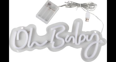 Ginger Ray - Wit neon LED licht Oh Baby 34 cm