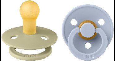 BiBS - Colour Pacifier - Maat 1 - Fopspeen - 2 stuks - Khaki / Dusty Blue