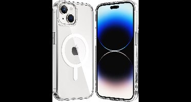 Hoesje voor iPhone 15 Plus backcover Shockproof siliconen Transparant met geïntegreerde magnetische cirkel