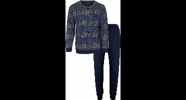 MEQ Heren Pyjama - Pyjama Set - Geruit - Ronde Hals - Blauw - Maat XL