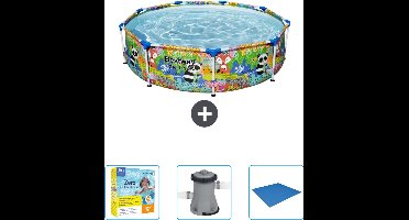 Bestway Rond Steel Pro Zwembad - 274 x 66 cm - Dierenprint - Inclusief Onderhoudspakket - Pomp - Grondzeil