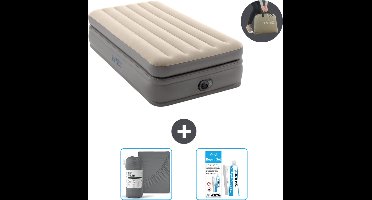 Intex Luchtbed - 1-Persoons - 99 x 191 x 51 cm - Grijs - Inclusief pomp - Hoeslaken en Reparatieset