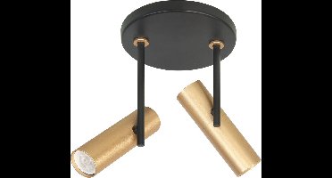 Opbouwspot Trend | Zwart Messing Metaal | Rond | Mini GU10 | 2-voudig | ⌀ 15cm