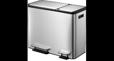 EKO - EcoCasa Recycler pedaalemmer 15+15+15 liter - Stainless steel Plastic - mat RVS - Prullenbak