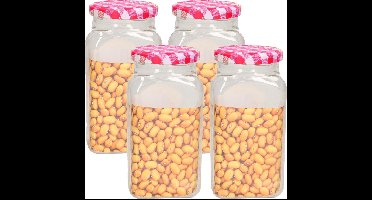 Plasticforte Weckpot/inmaakpot Classic - 4x - 600ml - kunststof - draaideksel - roze - D7 x H15 cm