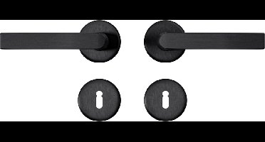 AXA Deurbeslag set Binnendeur - Klik Blok - Deurkruk Zwart - met sleutelgat - Deurklink met ronde rozet