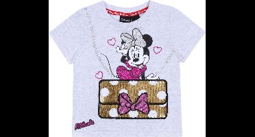 Lichtgrijs t-shirt met paillettenzakje Minnie Disney