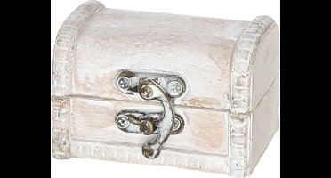 Cepewa klein Sieradenkistje met sluiting/deksel - 8 x 5 x 5 cm - old look - schatkist stijl - naturel - hout