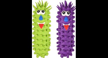 Flamingo Hondenspeelgoed Latex Pret Stekelworm - Groen/Paars - 6.5 x 6.5 x 22 cm