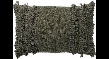 Dutch Decor FARA - Sierkussen 40x60 cm - 100% katoen - met franjes - Chive - groen - Inclusief binnenkussen - Luxe kussens voor woonkamer & bank
