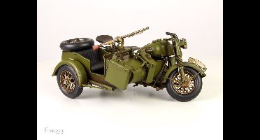 Maddeco - blikken - leger - motor met zijspan - groen - blik - legermotor