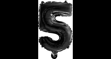 Folie Ballon Cijfer 5 zwart 41 cm