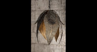 PTMD Marinth Ronde Hanglamp Veren - H145 x Ø35 cm - Metaal - Goud