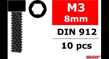 Team Corally - Staal schroeven M3 x 8mm - Cilinderkop binnenzeskant - 10 st