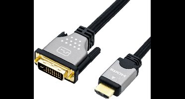 ROLINE Monitorkabel DVI (24+1) - HDMI, M/M, zwart / zilver, 7,5 m