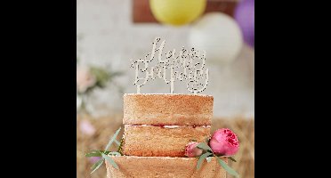 Houten Taarttopper Happy Birthday - Caketopper - Ginger Ray (1stuks)