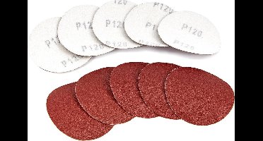 HBM 10 Delige set 75 mm. Velcro Schuurschijfjes, Schuurpads K80