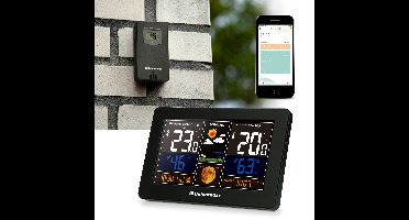Buienradar BR-900 Wifi Weerstation met App - Digitaal Weerstation met Buitensensor, Luchtdruk en Smart Life App - Zwart