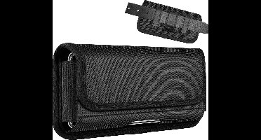 Riem Holster Hoesje - Universeel Telefoonhoesje Nylon Holster (max 16,5 cm x 7,5 cm) Zwart