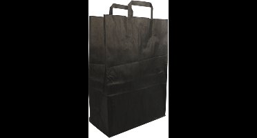 Tas - Kraftpapier - platte papieren handgreep - 32x15x43cm - Draagtas Zwart - 250 stuks