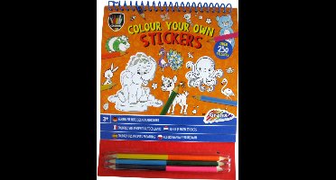 Grafix - Kleur je eigen stickers met 3 duopotloden - oranje