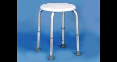 Licht aluminium douchestoeltje ronde zitting : hoogte 51 - 61 cm