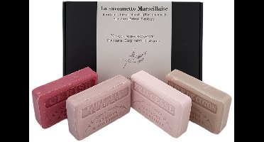 Zeep brievenbuscadeau: Kers, Prinses, Unicorn, Fleur de coton 4x125 gram