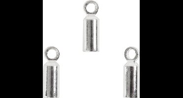 Eindkappen, L: 8 mm, d 2 mm, verzilverd, 10 stuk/ 1 doos