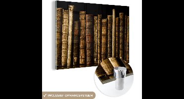 MuchoWow® Glasschilderij 60x40 cm - Schilderij acrylglas - Vintage boeken - Foto op glas - Schilderijen